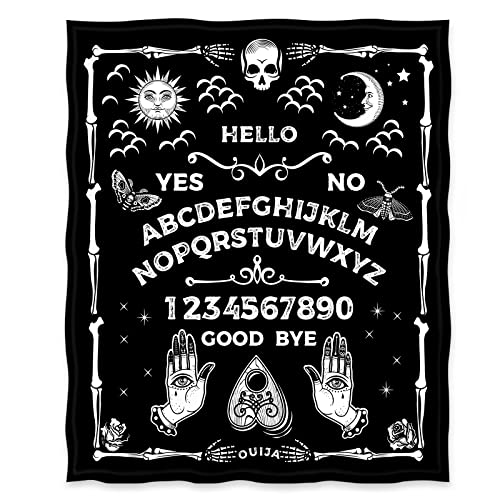 Ouija Board Blanket with Sun, Moon & Skeleton Print