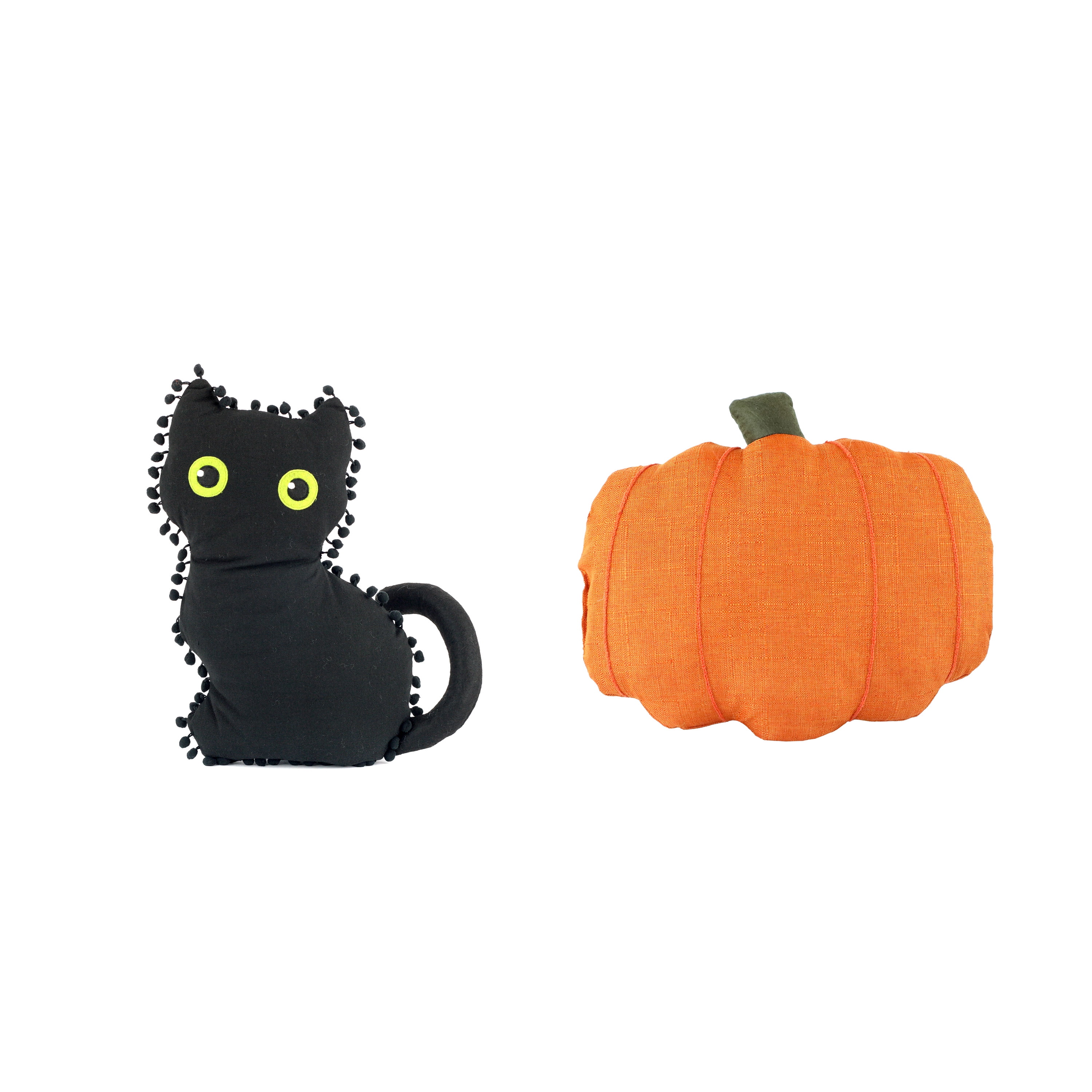 Harvest Pumpkin and Black Cat Decorative Pillows Set
