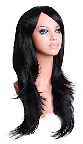 AneShe 28" Long Wavy Black Cosplay Wig