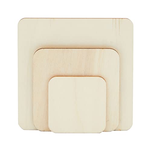 70 Pack of Unfinished Wood Squares for DIY Crafts