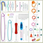 JUPEAN Complete Knitting Accessories, Knitting Supplies Kit with Stitch Markers Plastic Sewing Needles Cable Needles for Sewing and Weaving