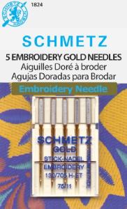 SCHMETZ Gold Titanium Coated Embroidery Needles 75/11