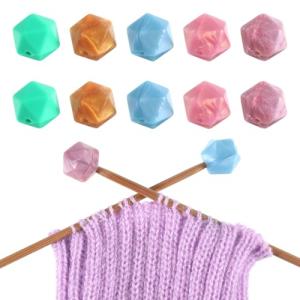 10 Silicone Knitting Needle Stoppers in Hexagon Shape