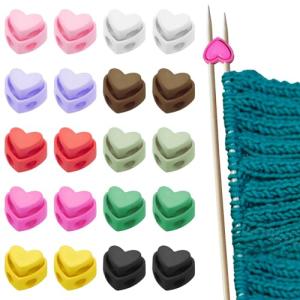 Heart-Shaped Knitting Needle Stoppers - 20 PCS
