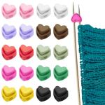 Heart-Shaped Knitting Needle Stoppers - 20 PCS