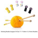 Cat Paw Knitting Needle Stoppers - 6 Pack