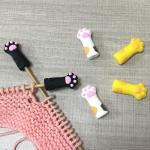 6 Pack Cat Paw Knitting Needle Stoppers
