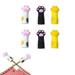 6 Pack Cat Paw Knitting Needle Stoppers