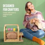 Bamboo Yarn Holder with Phone Stand and Organizer