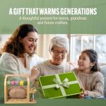 Bamboo Yarn Holder with Phone Stand and Organizer