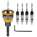 4-Piece Countersink Drill Bit Set with Depth Stop
