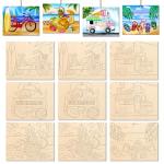 10 Large Unfinished Wooden Ornaments for Painting