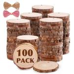 100 Natural Wood Slices for Crafts and DIY