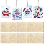 10 Unfinished Wood Ornaments for 4th of July Painting