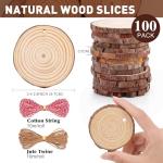 100 Natural Wood Slices for Crafts and DIY