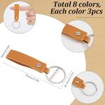 24 Pcs PU Leather Keychain Blanks for DIY