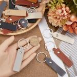 24 Pcs PU Leather Keychain Blanks for DIY