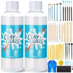 200ml Air Dry Clay Glaze with 48 Tools