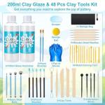 200ml Air Dry Clay Glaze with 48 Tools