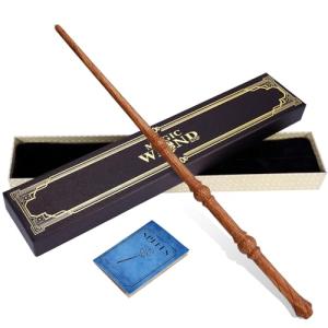 Hand-Carved Wooden Magic Wand with Spellbook