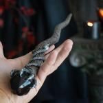 Black Magic Crystal Wand with Snake Design