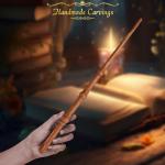 Hand-Carved Wooden Magic Wand with Spellbook
