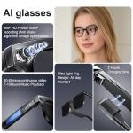 AI Smart Glasses with 8MP Camera and Bluetooth
