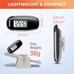 3D Walking Pedometer with Clip, USB Rechargeable