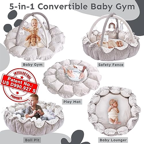 5-in-1 Grey Plush Baby Gym