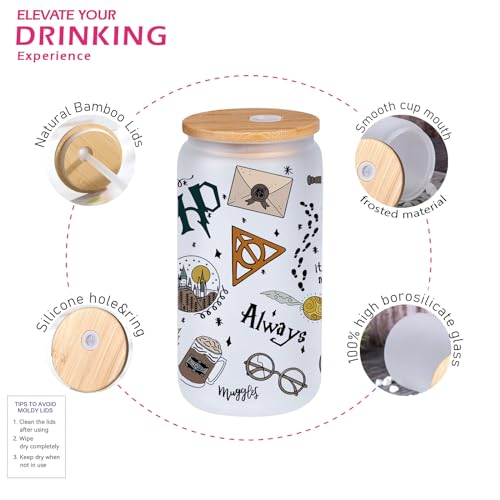 Harry Potter-Inspired Glass Cups with Bamboo Lids