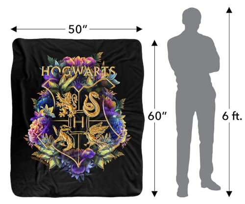 Hogwarts Floral Crest Super Soft Throw Blanket