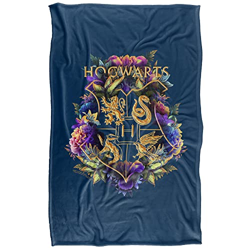 Hogwarts Floral Crest Silky Throw Blanket 36" x 58