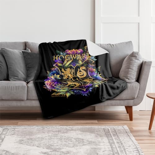 Hogwarts Floral Crest Super Soft Throw Blanket