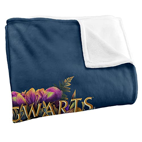 Hogwarts Floral Crest Silky Throw Blanket 36" x 58