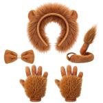 Lion Costume Set for Kids with Ears, Tail, and Gloves