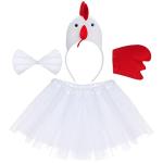 3D Chicken Costume Set with Headband and Tutu