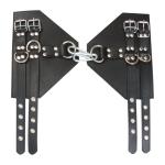 BDSM Leather Black Wrist Cuffs, Restraints Bondage Cuffs Lockable 2 Pieces