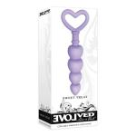 Evolved Love Is Back Sweet Treat Silicone Heart Plug with 4 Beads Purple