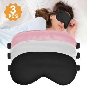 3pcs Travel Sleep Soft Silk Eye Mask, Padded Shade Cover Blindfold for Men Women