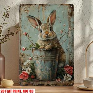Bunny Rabbit Easter Decoration Vintage Style Bunny Sign Rustic Rabbit Wall Art