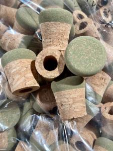 Cork Rings, Large Green Rubberized / Natural Butt Cap Style #2, One Butt Cap