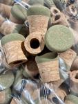 Cork Rings, Large Green Rubberized / Natural Butt Cap Style #2, One Butt Cap