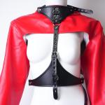 Bare Breasted Hollow Restraint Clothing Leather Adjustable Belt Body Harness SM