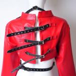 Bare Breasted Hollow Restraint Clothing Leather Adjustable Belt Body Harness SM