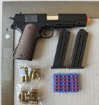 Realistic Toy Gun Colt 1911 Shell Ejecting EVA Foam Blaster Pistol 2 Clips Bonus
