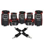 7-Piece Cowhide Leather BDSM Restraint Set with Free Hogtie Red & Black Bondage