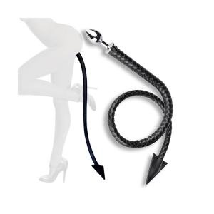 Devil Tail Plug 2-in-1, 42 Inch PU Leather Whip Tail with 3.5cm Metal Butt Pl...