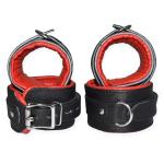 7-Piece Cowhide Leather BDSM Restraint Set with Free Hogtie Red & Black Bondage