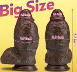 3.7'' Diameter BBC Huge Thick Dildos, 8 Inch Dual Density Realistic Black Big Di