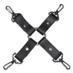 7-Piece Cowhide Leather BDSM Restraint Set with Free Hogtie Red & Black Bondage